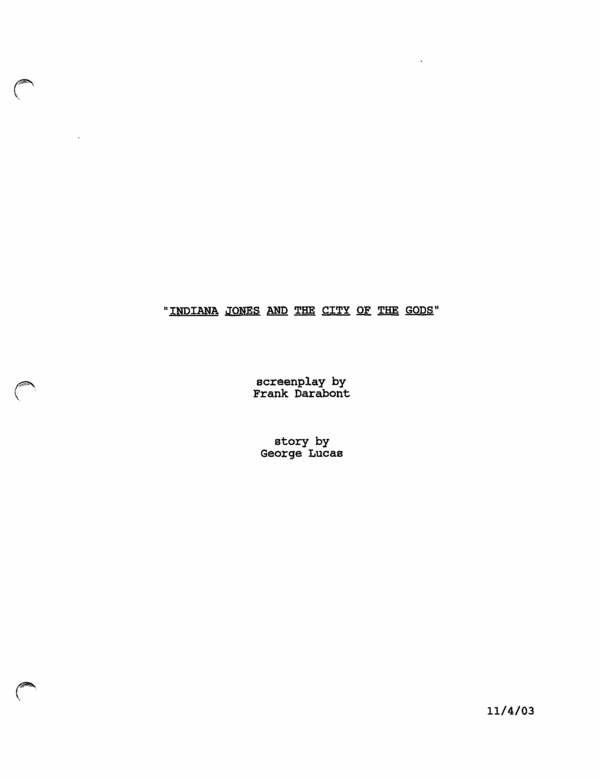 Product picture Indiana Jones and the City of the Gods Script  PDF